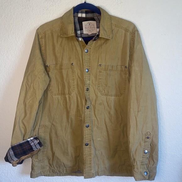 North River barn flannel chore shacket plaid Snap Up Outdoor M jacket - Picture 1 of 11